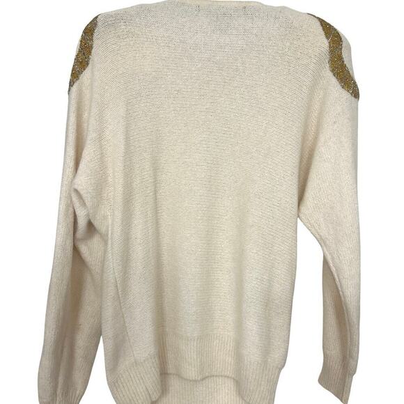 VINTAGE 90’S IB Diffusion Silk, Angora, Wool Embellished Beaded Sweater S Retro - Picture 7 of 11